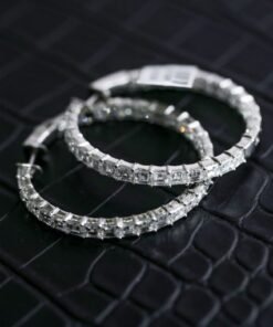 18k White Gold Hoop Earrings | 18k White Gold Earrings Hoop