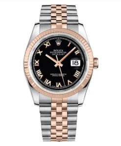 Rolex 116231 DateJust Black Roman Dial Jubilee Stainless Steel and Rose Gold 36mm